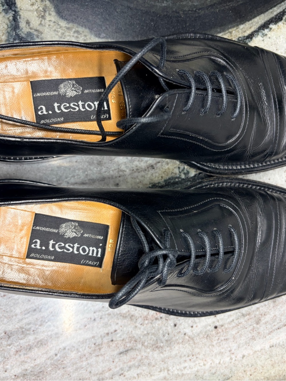 Vintage a.Testoni Wilkes Bashford Black Leather Oxfords Men’s US 9.5 - Picture 10 of 12